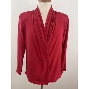 Vintage Alexandria Petite Women's 10 Blouse Top Red Secretary Geek NOS NWT